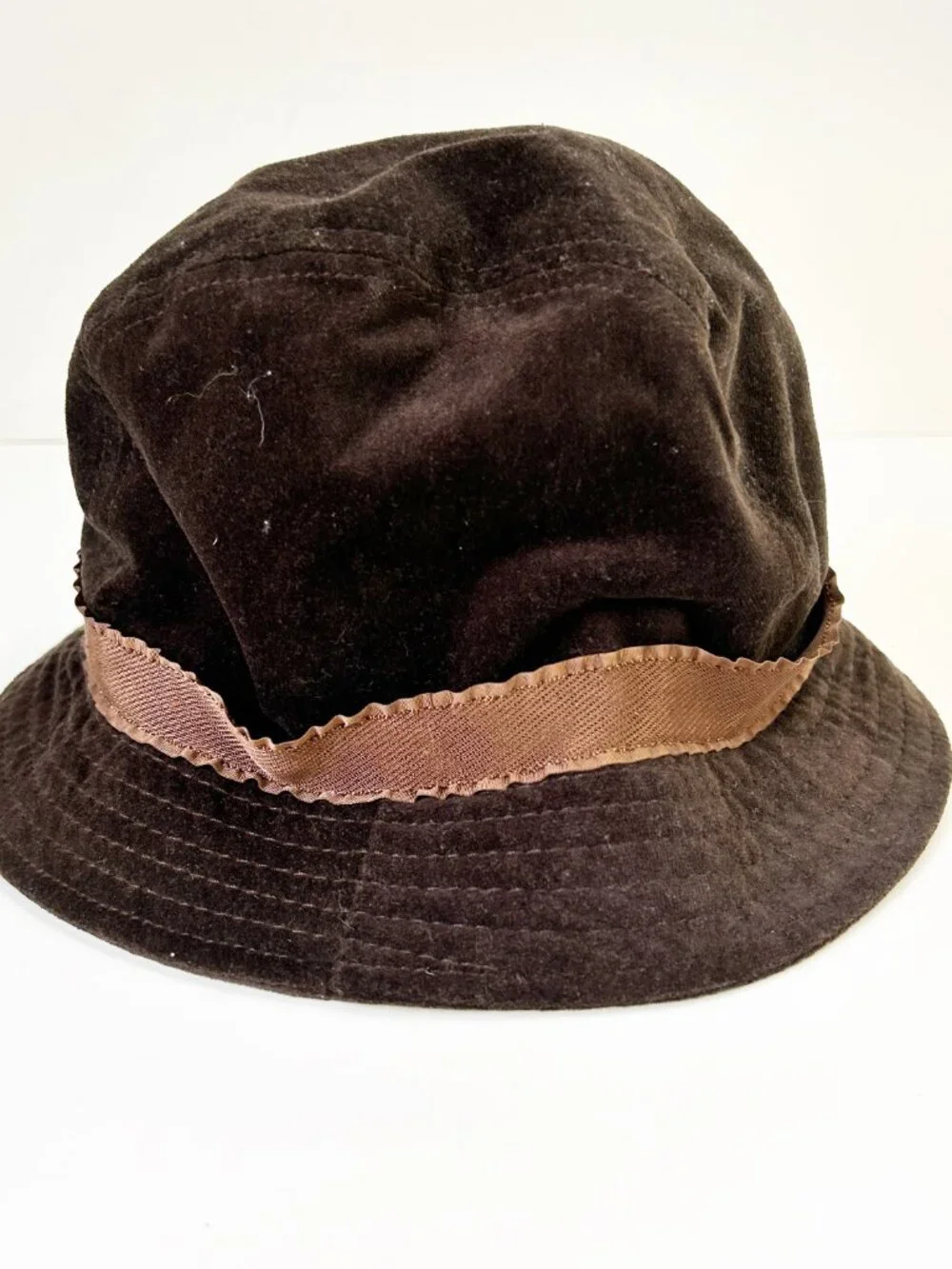 Walt Disney World Velour Bucket Hat Adult Brown Velvet Mickey Charm Disneyland